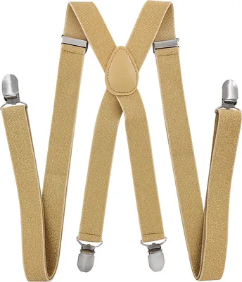 Immagine prodotto di axy® Bretelle da uomo larghe 2,5 cm con 4 robuste clip a forma di X regolabili in lunghezza per matrimonio e lavoro - oro (con fili glitterati)