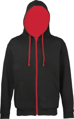 Produktbild von Awdis Herren Sweater Jacke mit Kapuze RW182 (S) (Schwarz/Feuerrot)