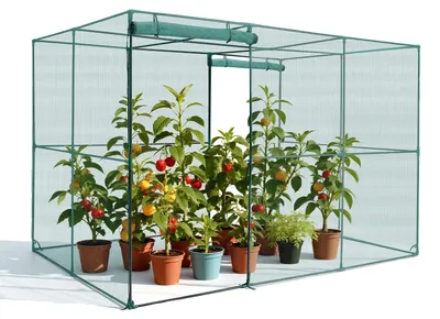 Obrázek produktu pro VEVOR Ochranný stan pro rostliny, 2900 x 1940 x 1940 mm Ochranná síť pro rostliny, dveře se zipem, odolný proti větru, klec pro rostliny Skleník pro venkovní vyvýšené záhony, zahradu, terasu a trávník
