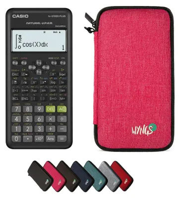 Produktbild von Casio fx-570ES Plus 2nd Edition inkl. WYNGS Schutztasche Pink - Wissenschaftlicher Taschenrechner - Basic Set