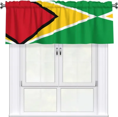 Produktbild von Volant mit Guyana-Flagge, 137,2 x 45,7 cm, leicht anzubringen, für Fenster in Küche, Schlafzimmer und weiteren Räumen