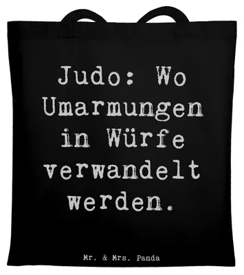 Produktbild von Mr. & Mrs. Panda Jutebeutel Spruch Judo Umarmungen - Schwarz - Geschenk, Sportler, Motivation, Technik, Geschenke, Beutel, Teamsport, Training, Einkaufstasche, Kampfkunst