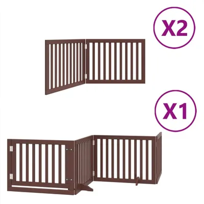 Obrázek produktu pro Zábrana pro psy s dvířky skládací 8 panelů hnědá 640 cm topol