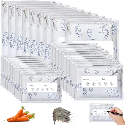 Produktbild von Aluminiumfolie Gefrierbeutel 60 Stücke, wiederverwendbar, mit Reißverschluss, 3 Größen, für Küche