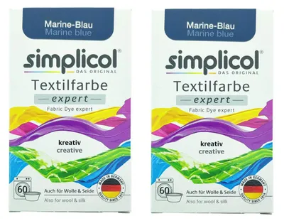 Produktbild von Simplicol Textilfarbe Expert für Kreatives, Einfaches Färben, Marine-Blau 1708, 2er Pack: Farbe für Waschmaschine Oder manuelles Färben