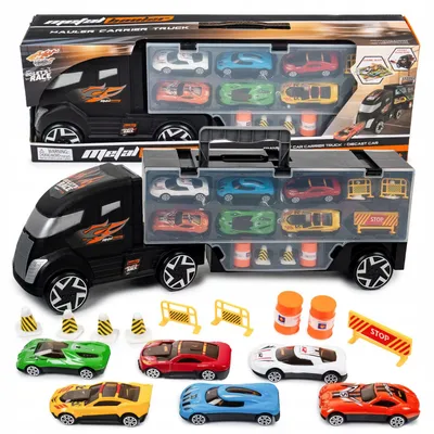 Produktbild von Celman Transporter LKW Spielzeugauto-Set mit 6 Autos