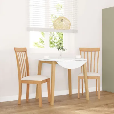 Image de Chaises de salle à manger avec coussins 2 pcs. Naturel Bois massif d'hévéa, Chaises de salle à manger DesignMöbel