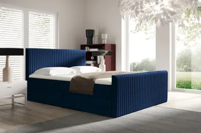 Obrázok produktu pre Kontinentálna posteľ 200x200 BINDY - tmavo modrá + topper ZDARMA