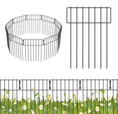 Produktbild von Elzusha – Gartenzaun, Tierzaun – Metallgitterpaneele für Blumenbeete und Gemüsegärten – Schwarz (10 Stück)