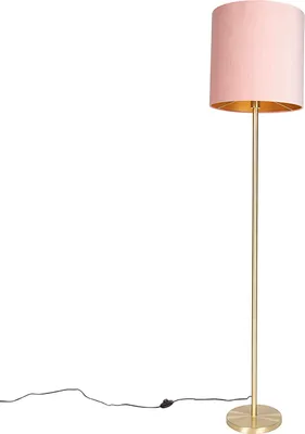 Produktbild von Romantische Stehlampe Messing mit Rosa Schirm 40 cm Simplo