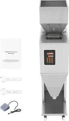 Zdjęcie produktu dla SucceBuy maszyna do napełniania cząstkami, 0,044-11 funtów/20-5000 g, automatyczny napełniacz z pedałem nożnym, waga ze stali nierdzewnej do fasoli, nasion, zbóż, herbaty, pakowania granulatu