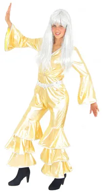Produktbild von goldenes 70er Jahre Disco Kostüm für Damen Gr. S - XXL, Größe:M