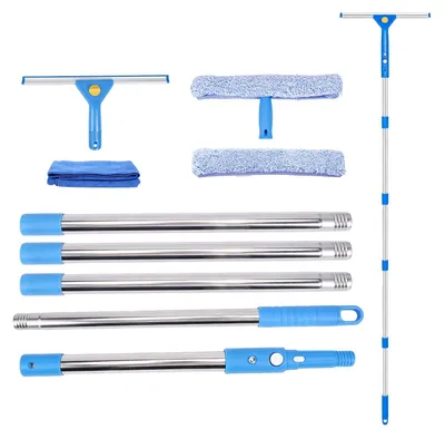 Fensterabzieher mit Teleskopstiel 200 cm, 2-in-1 Glasreiniger