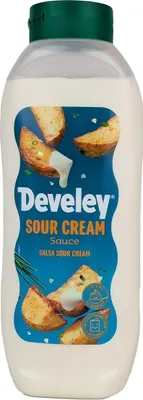 Produktbild von DEVELEY Sour Cream Sauce cremiger Dip mit Sauerrahm und Joghurt vegetarisch ohne künstliche Zusatzstoffe ideal für Kartoffelecken Sandwiches Wraps Pommes Gemüse und Grillgerichte 875ml