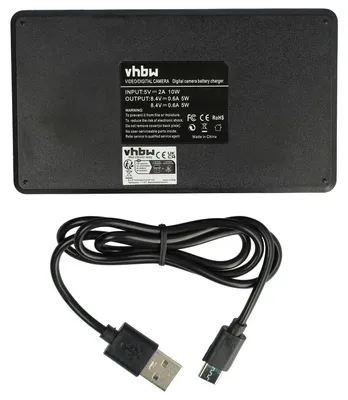 Produktbild von vhbw Dual Micro-USB + USB-C Ladegerät kompatibel mit Sony Alpha ILCE-9 Kamera - Ladeschale + Micro-USB Kabel Ladeanzeige + Display
