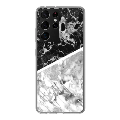 Produktbild von MuchoWow® Handyhülle Schutzhülle Hülle für Samsung Galaxy S21 Ultra Marmor - Schwarz - Weiß - Luxus Silikon Softcase Handy Hülle - Mobiltelefon