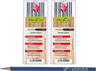 Produktbild von Pica Dry Minen Set - 20 Stück Ersatzminen graphit Härte H - ideal für Tischler