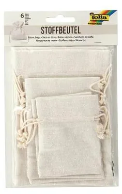 Zdjęcie produktu dla Folia 64101, Torebka na prezent, Biały, Monochromatyczny, Bawełna, Poliester, 6 szt.