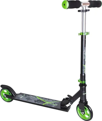 Image de muuwmi Aluminium Scooter - trottinette, 125 mm, ABEC 5, GS-approuvé, réglable en hauteur, noir-vert
