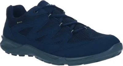 A single blue shoe is shown against a white background.