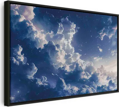 Produktbild von Italienischer Leinwand Leinwandbild - Starry Clouds and Delicate Light Over a Corner of the Sky 90x60 cm Muster b-H-10051-b-a