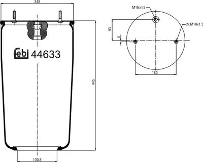 Produktbild von FEBI BILSTEIN Luftfederbalg Federbalg 44633 für VOLVO FM 7 473mm 258mm 131mm