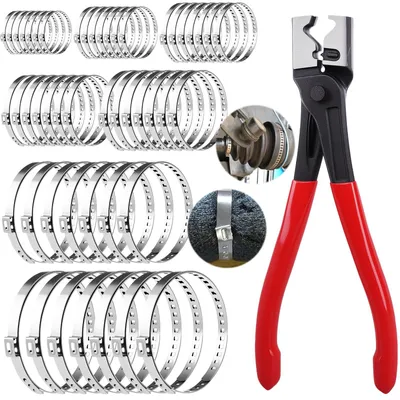 Produktbild von 50 Stück RVS Schlauchschellen Set mit Zange
