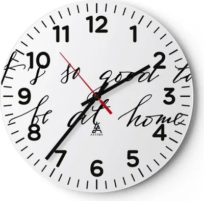 Produktbild von Wanduhr - Rund - Glasuhr - Motto Glück Haus - 40x40cm - Schleichendes Uhrwerk - Lautlos - zum Aufhängen bereit - Dekoration Modern - Wanddekoration aus Glas - C4AR40x40-4386