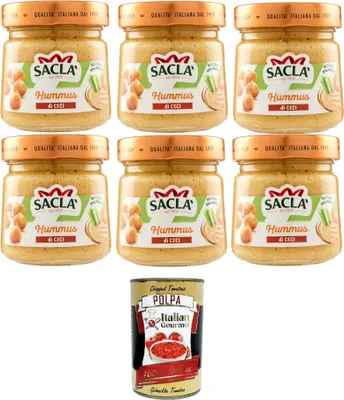 Produktbild von Saclà Salsa Hummus di Ceci Saclà Kichererbsen-Hummussauce 6x212gr + Italian Gourmet polpa 400g