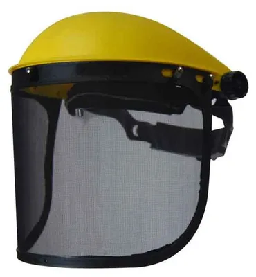Imagen del producto de Visera de protección profesional con pantalla de malla metálica elevable. Ajuste de la circunferencia de la cabeza mediante sistema de cremallera. Cumple con la norma EN1731.