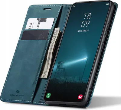 Immagine prodotto di SPACECASE Custodia a portafoglio con patta per Galaxy S22 Blu