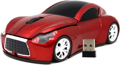 Produktbild von Computermaus USB 2,4 GHz Rennwagen 3D drahtlose Maus optische Mäuse für Windows und Mac Einzigartiges Rennwagen-Design mit LED-Beleuchtung