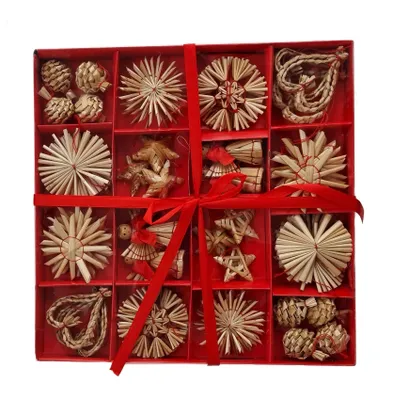 Immagine prodotto di Set di decorazioni per albero di paglia da 56 pezzi - Decorazioni per albero di Natale