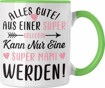 Produktbild von Trendation - Mutterschutz Abschied Tasse Geschenk Kollegin Abschiedsgeschenk Werdende Mutter Mama Super Mami (Grün)
