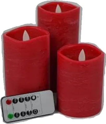 Produktbild von LED-Kerzen 3er-Set rot mit Timer, 10/12,5/15cm
