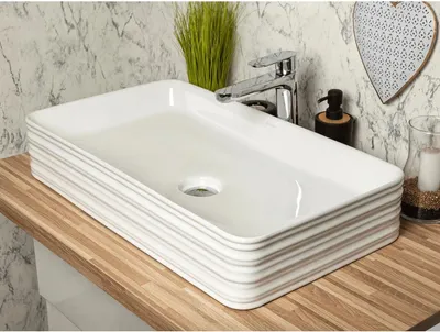 Zdjęcie produktu dla Umywalka nablatowa KERRA KR-053, ceramiczna, biała, 68 cm