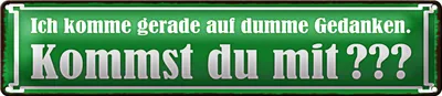 Produktbild von Blechschild Spruch 46x10cm Kommst du mit auf dumme Gedanken Dekoration