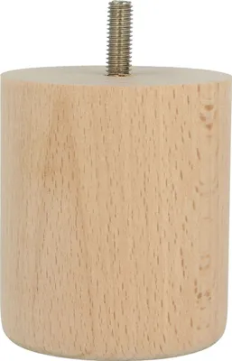 Produktbild von Massivholz Möbelfuß Buche Holzfuß M8 Gewindestift Ø 68mm Couchfuß 80mm Höhe Holzstempel