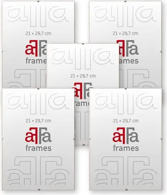 Produktbild von aFFa frames Rahmenloser Bilderhalter | Bilderrahmen | Acrylglas | mit Clips | für Fotos und Poster | Plakatrahmen | Cliprahmen | Posterrahmen |Plexiglas, HDF, 21x29,7 cm | 1 Packung mit 5