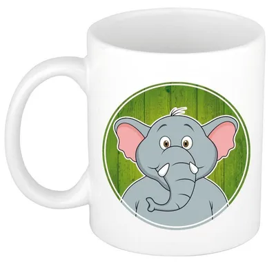 Produktbild von Elefantenbecher - weis - Keramik - 300 ml - Kinderbecher Elefant