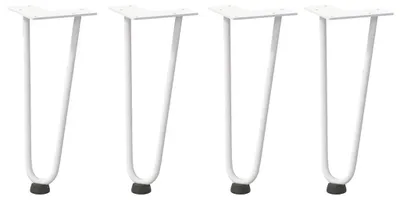Image de vidaXL Pieds en épingle à cheveux pour table basse 4 pcs. Blanc 30 cm en acier massif