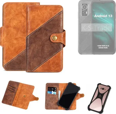 Produktbild von K-S-Trade Handyhülle Schutzhülle Bookstyle Case Wallet-Case kompatibel mit AGM H6 Cover Klapphülle Kantenschutz Smartphone dunkelbraun braun 1x