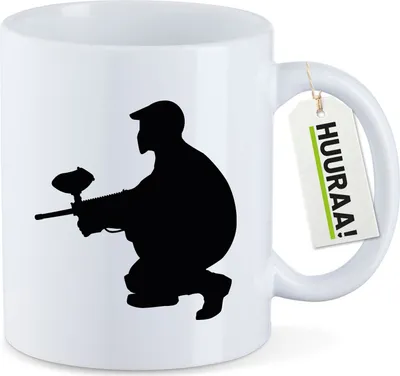 Produktbild von Huuraa Kaffeetasse Paintball Silhouette 330ml Weiß Keramik Kaffeebecher Geschenkidee