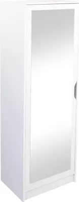 Produktbild von FURNARO Schuhschrank Garderobe Viktor weiss mit Spiegel 58 x 40 x 189,5 cm