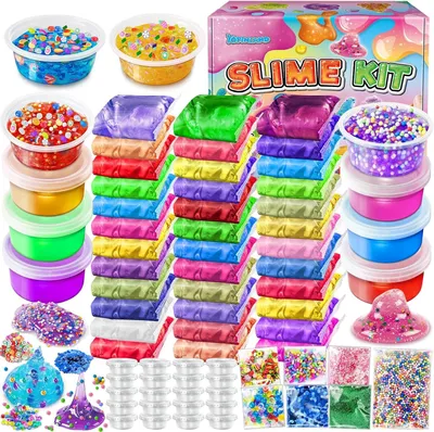Productafbeelding van Kleuren DIY slijm kit - Set van 36 - Slijm kit voor meisjes - Crystal clear slime