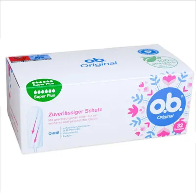 Produktbild von Tampons Super Plus mit geschwungenen Rillen 32er-Box O.B. Original