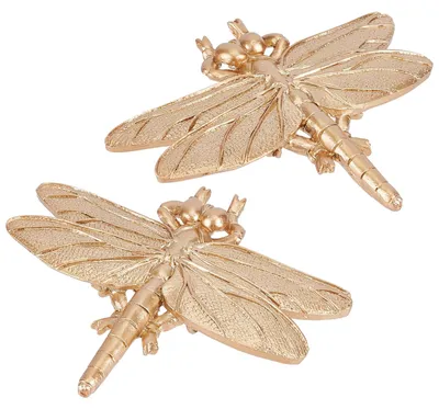 2er-Set goldene Libelle Wanddeko aus Kunstharz