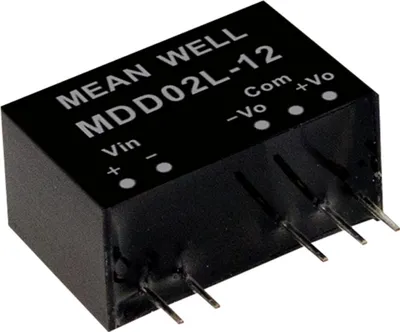 Produktbild von MEANWELL MDD02L-05, DC DC-Wandler, 5:5V 200mA 2W