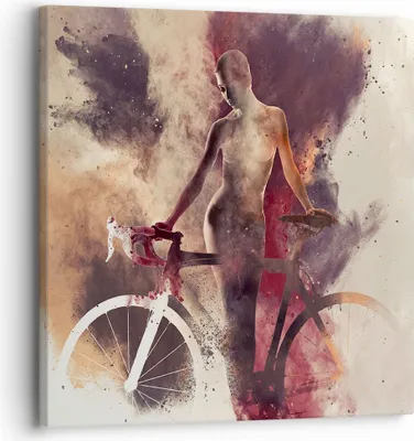 Produktbild von Bild auf Leinwand - Leinwandbild - Körper Mädchen Fahrrad Illustration - 30x30cm - Wand Bild - Wanddeko - Leinwanddruck - Bilder - Kunstdruck - Leinwand bilder - Wandkunst - AC30x30-3136