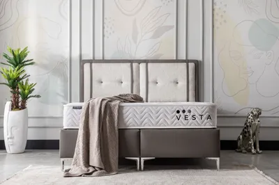 Produktbild von Vesta Bett Set, Liegefläche:180x200, Produkt:Bett Set (mit Matratze), Farbe:Taupe